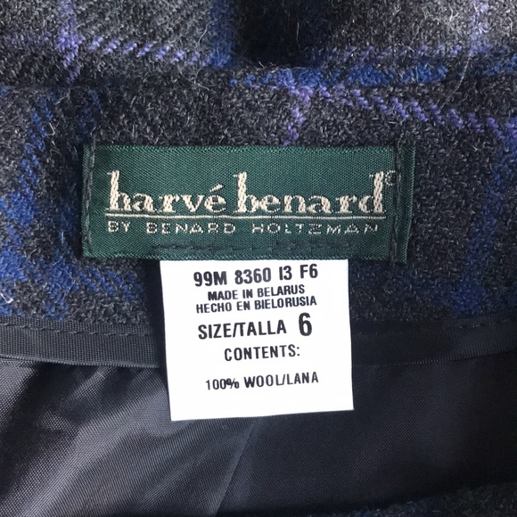 Harve Benard 100% wool A-line dark grey and blue Size 6 skirt Brand new - Picture 6 of 11